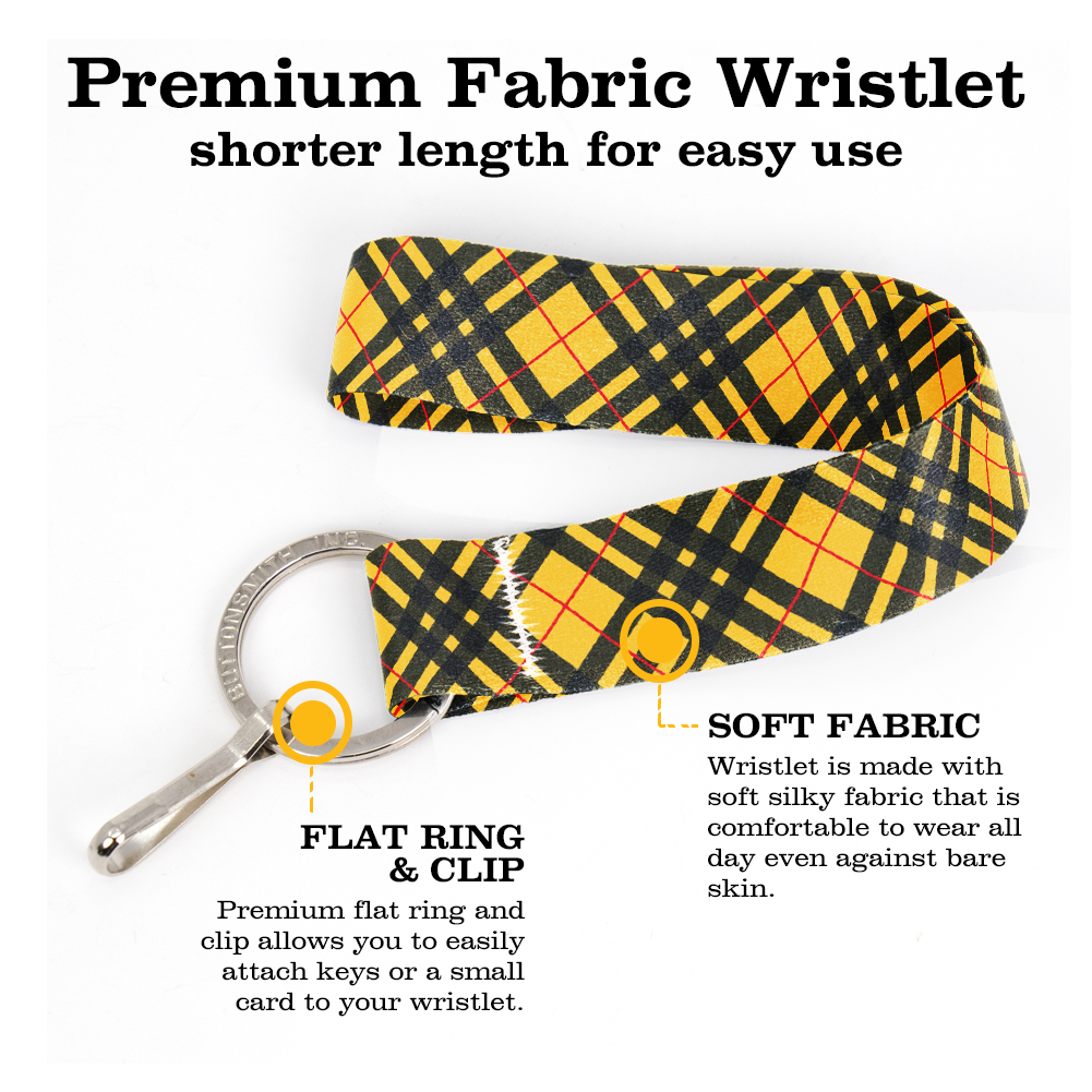 MacLeod of Lewis Plaid Wristlet Lanyard - Short Length with Flat Key Ring and Clip - Made in the USA