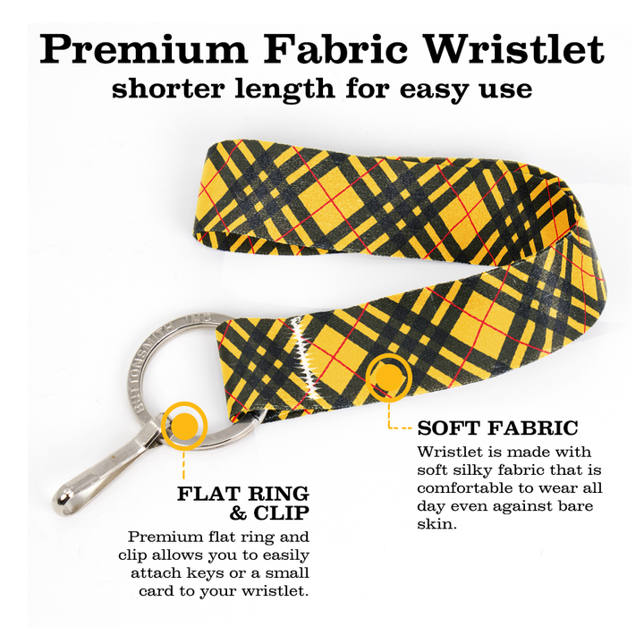 MacLeod of Lewis Plaid Wristlet Lanyard - Short Length with Flat Key Ring and Clip - Made in the USA