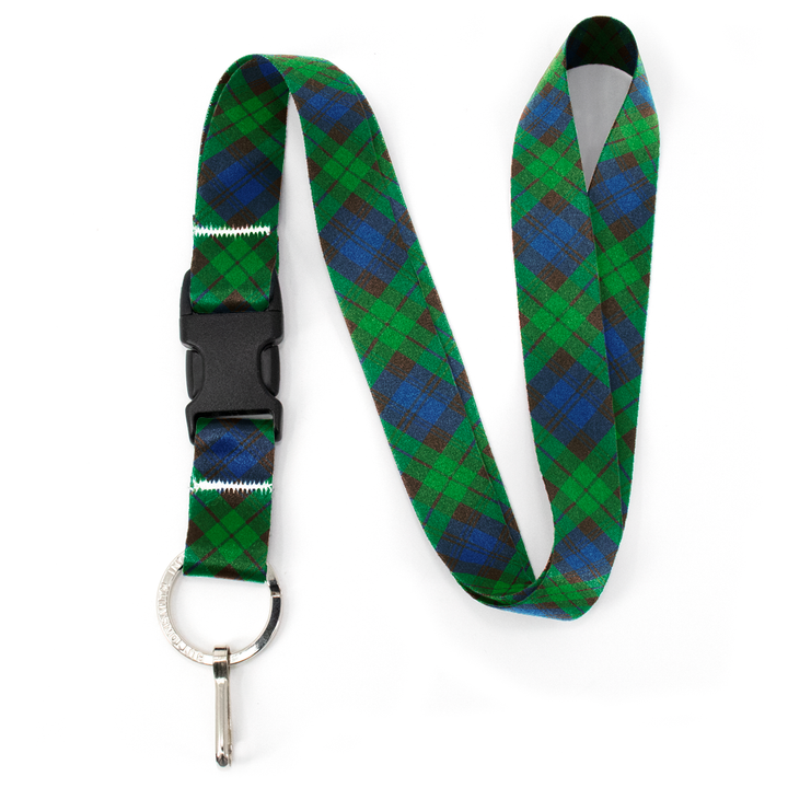 Tyneside Blue Plaid Premium Lanyard - with Buckle and Flat Ring - Made in the USA