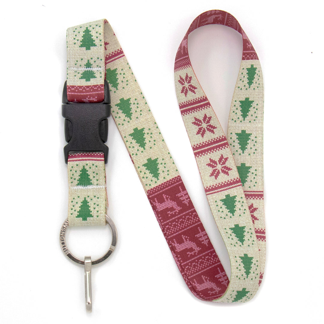 Buttonsmith Christmas Sweater Premium Lanyard - with Buckle and Flat Ring - Made in the USA - Buttonsmith Inc.