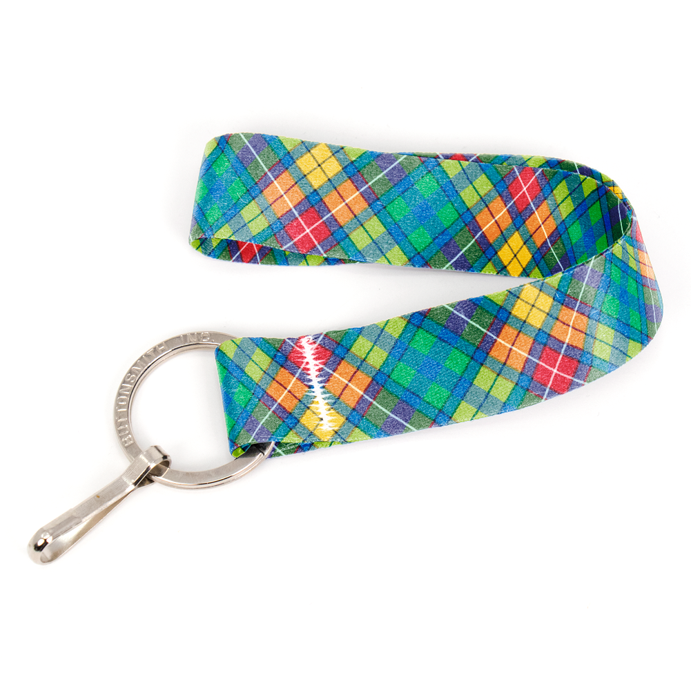 Buchanan Plaid Lanyard - Short Length with Flat Key Ring and Clip - Made in the USA