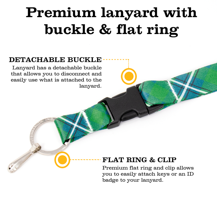 Irvine Plaid Breakaway Lanyard - with Buckle and Flat Ring - Made in the USA