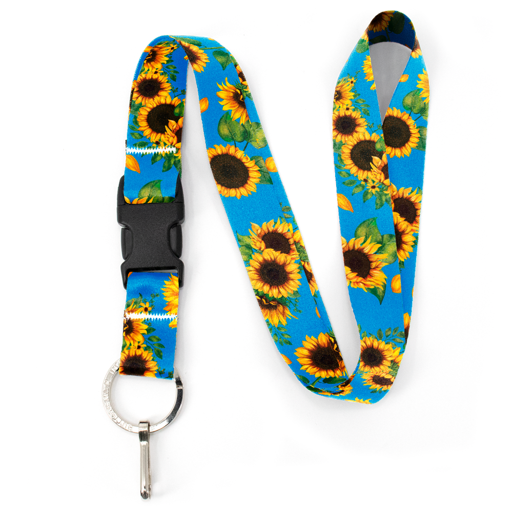 Disability Sunflowers Premium Lanyard - with Buckle and Flat Ring - Made in the USA