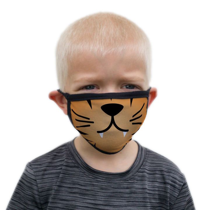 Buttonsmith Cartoon Tiger Face Child Face Mask with Filter Pocket - Made in the USA - Buttonsmith Inc.