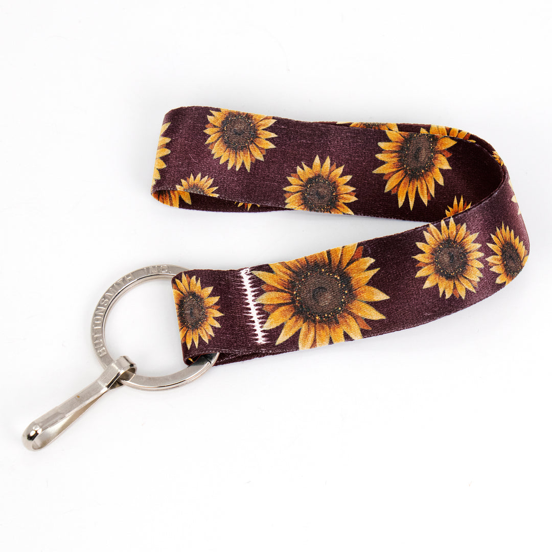 Buttonsmith Sunflower Wristlet Key Chain Lanyard - Short Length with Flat Key Ring and Clip - Based on Rebecca McGovern Art - Officially Licensed - Made in the USA - Buttonsmith Inc.