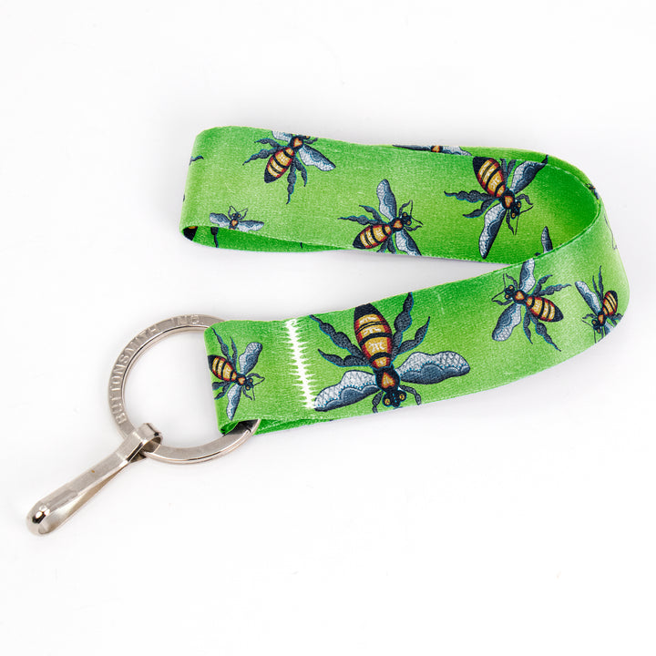 Buttonsmith Bees Wristlet Key Chain Lanyard - Based on Rebecca McGovern Art - Officially Licensed - Made in the USA - Buttonsmith Inc.