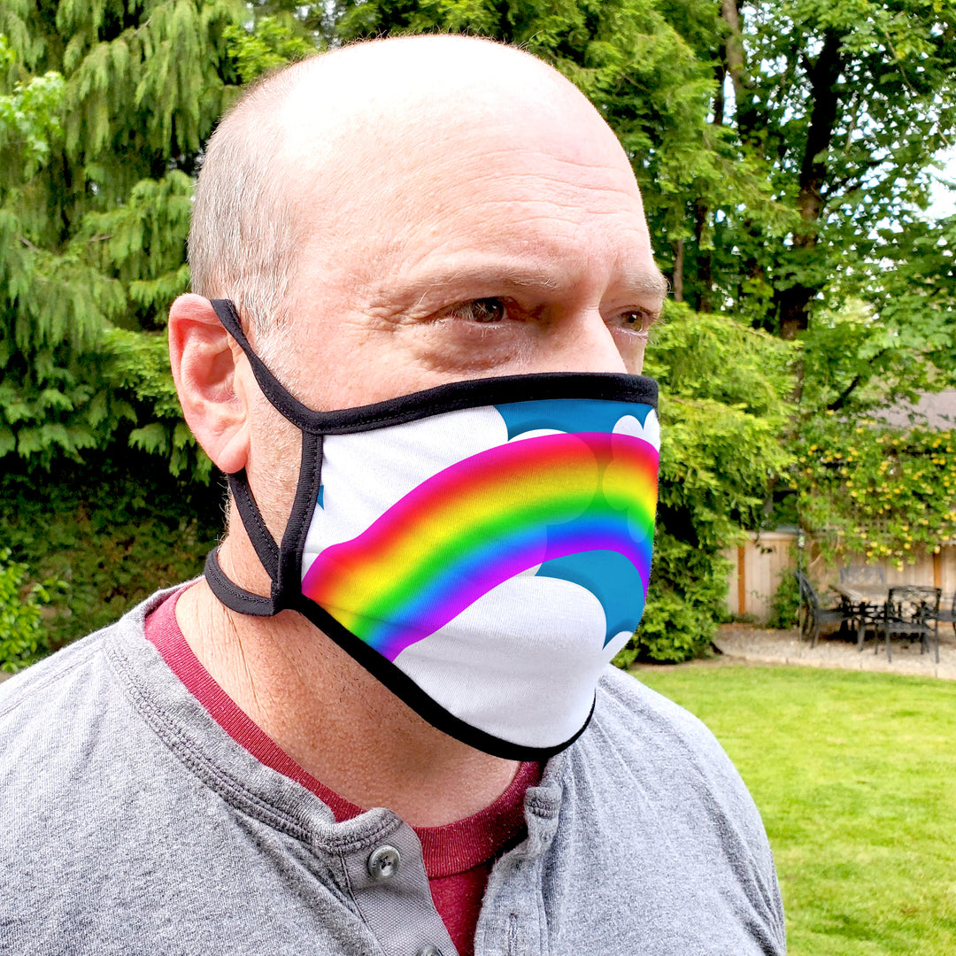 Buttonsmith Rainbow Arches Adult Adjustable Face Mask with Filter Pocket - Made in the USA - Buttonsmith Inc.