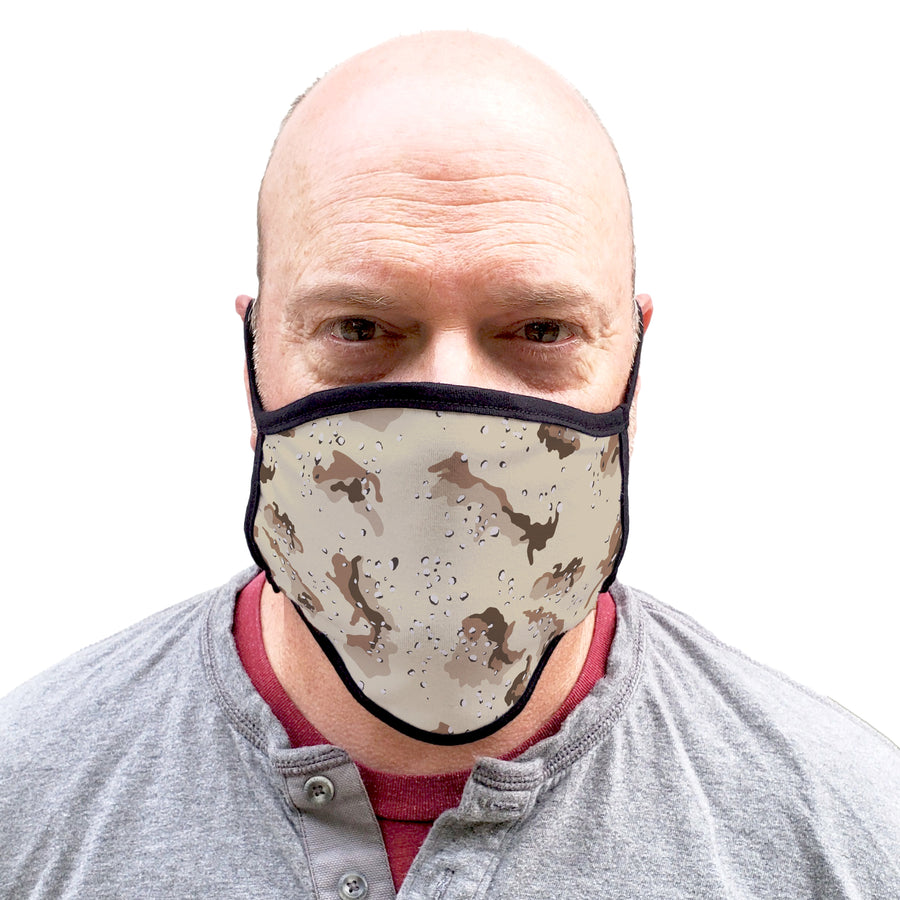 Buttonsmith Desert Camo Adult XL Adjustable Face Mask with Filter Pocket - Made in the USA - Buttonsmith Inc.