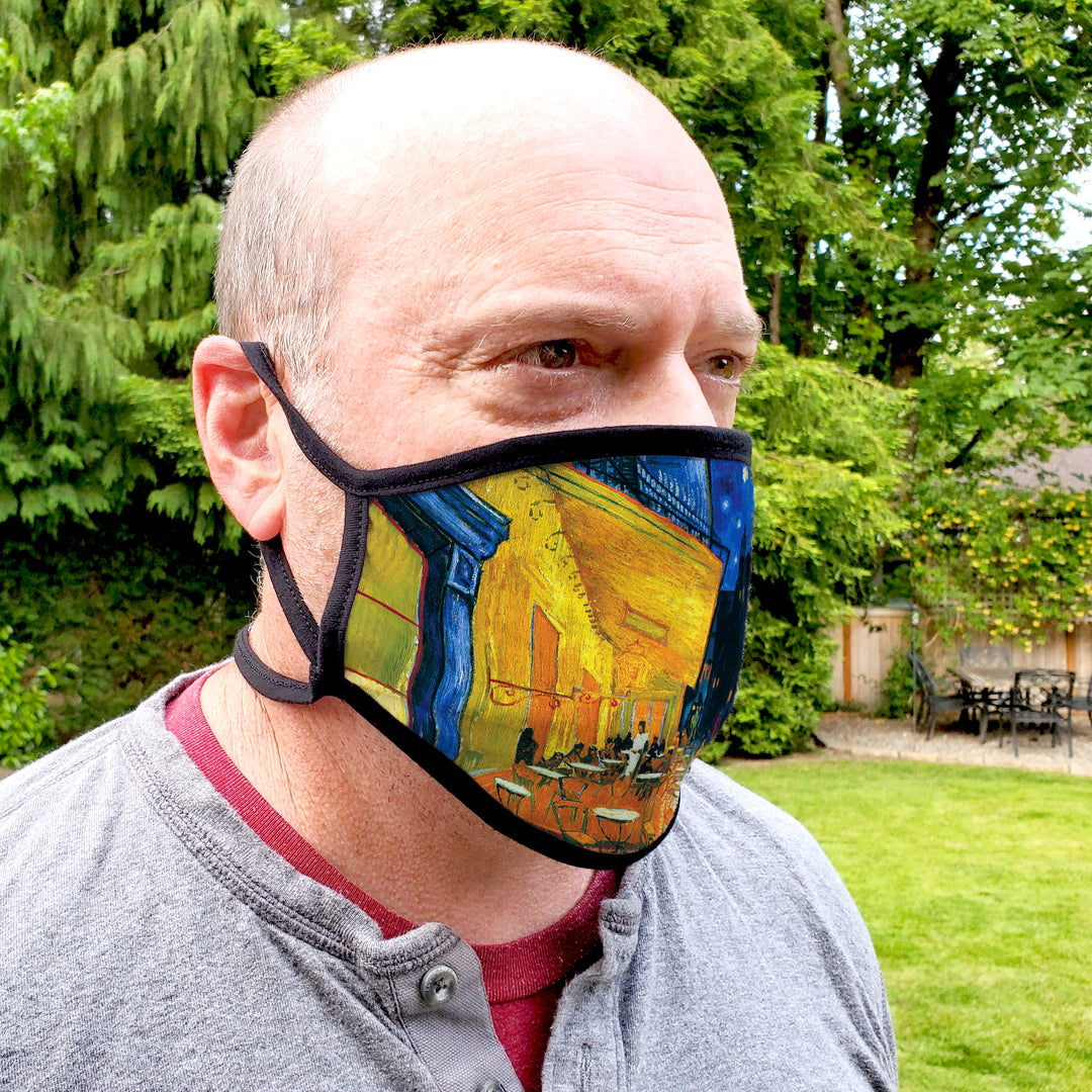 Buttonsmith Van Gogh Cafe Terrace Adult Adjustable Face Mask with Filter Pocket - Made in the USA - Buttonsmith Inc.