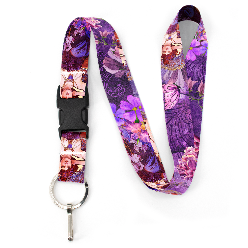 Mucha Amethyst Premium Lanyard - with Buckle and Flat Ring - Made in the USA