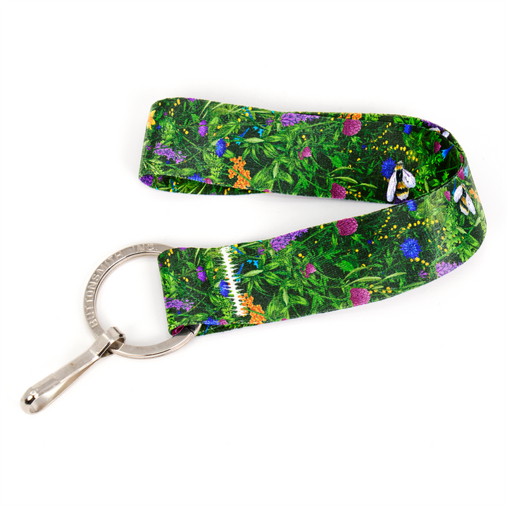 Wildflowers Wristlet Lanyard - Short Length with Flat Key Ring and Clip - Made in the USA