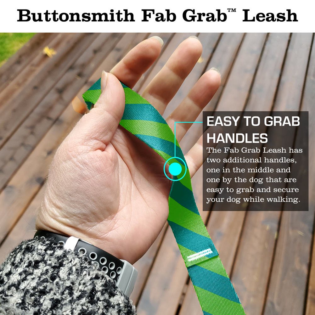 Stripes Aqua Fab Grab Leash - Made in USA