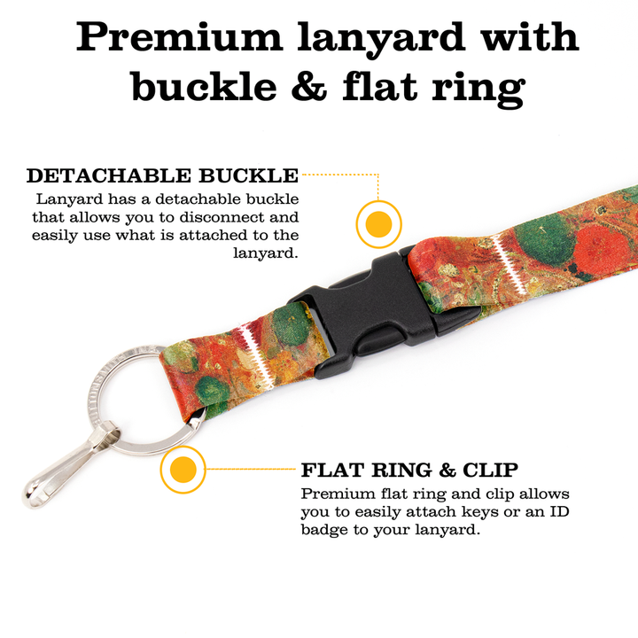 Odilon Nasturtiums Breakaway Lanyard - with Buckle and Flat Ring - Made in the USA