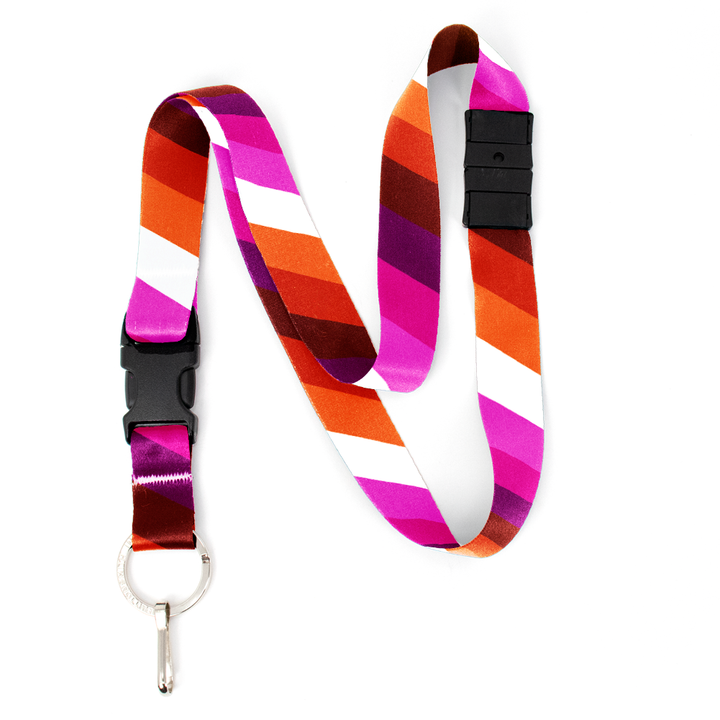 Lesbian Pride Breakaway Lanyard - with Buckle and Flat Ring - Made in the USA