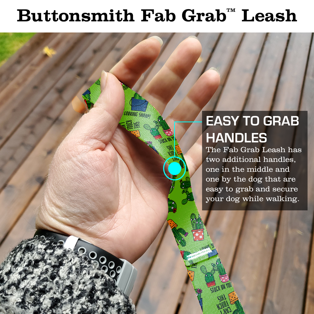 Cutie Cacti Green Fab Grab Leash - Made in USA