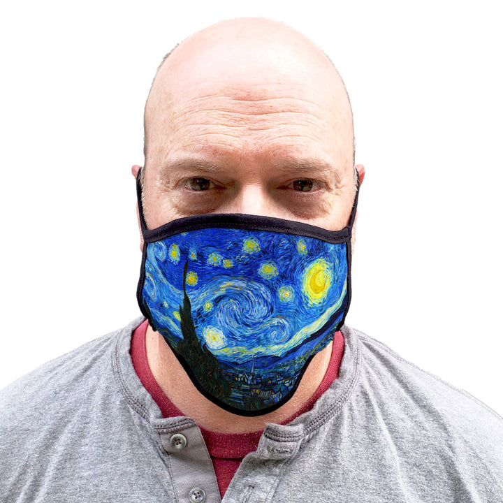 Buttonsmith Van Gogh Starry Night Adult XL Adjustable Face Mask with Filter Pocket - Made in the USA - Buttonsmith Inc.