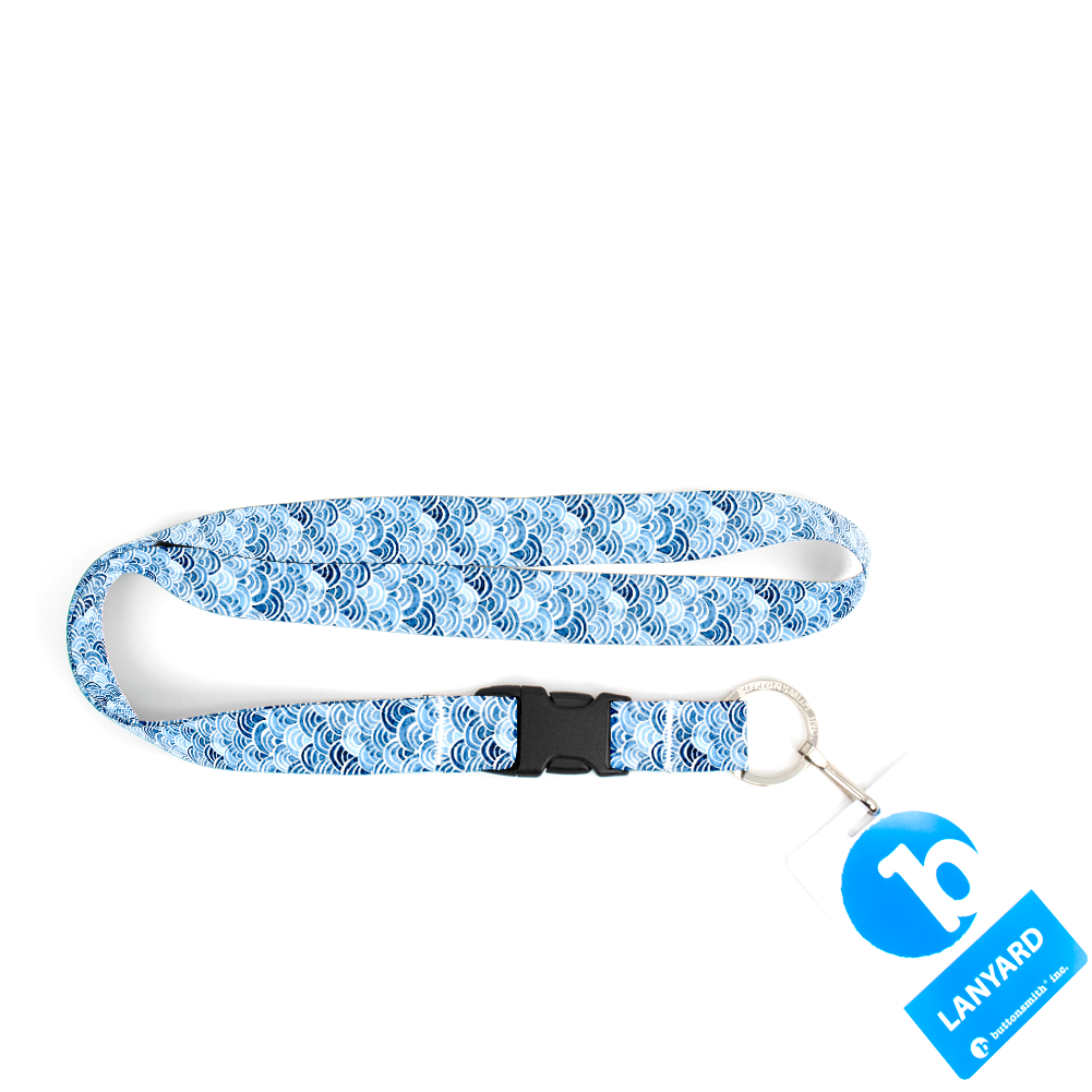 Blue Scallops Premium Lanyard - with Buckle and Flat Ring - Made in the USA