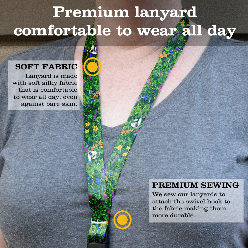 Wildflowers Breakaway Lanyard - with Buckle and Flat Ring - Made in the USA