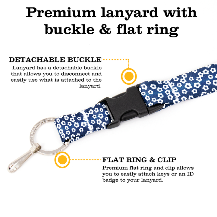 Blossoms Premium Lanyard - with Buckle and Flat Ring - Made in the USA