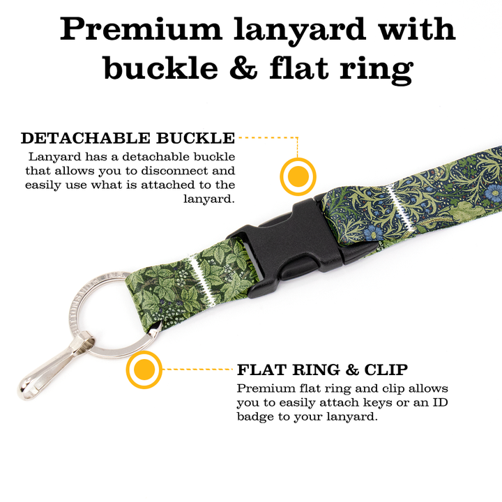 Morris Seaweed Premium Lanyard - with Buckle and Flat Ring - Made in the USA