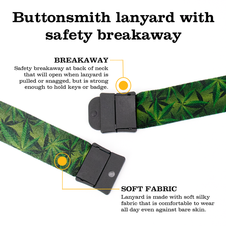 Cannabis Breakaway Lanyard - with Buckle and Flat Ring - Made in the USA