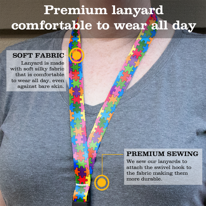 Garden Puzzle Premium Lanyard - with Buckle and Flat Ring - Made in the USA