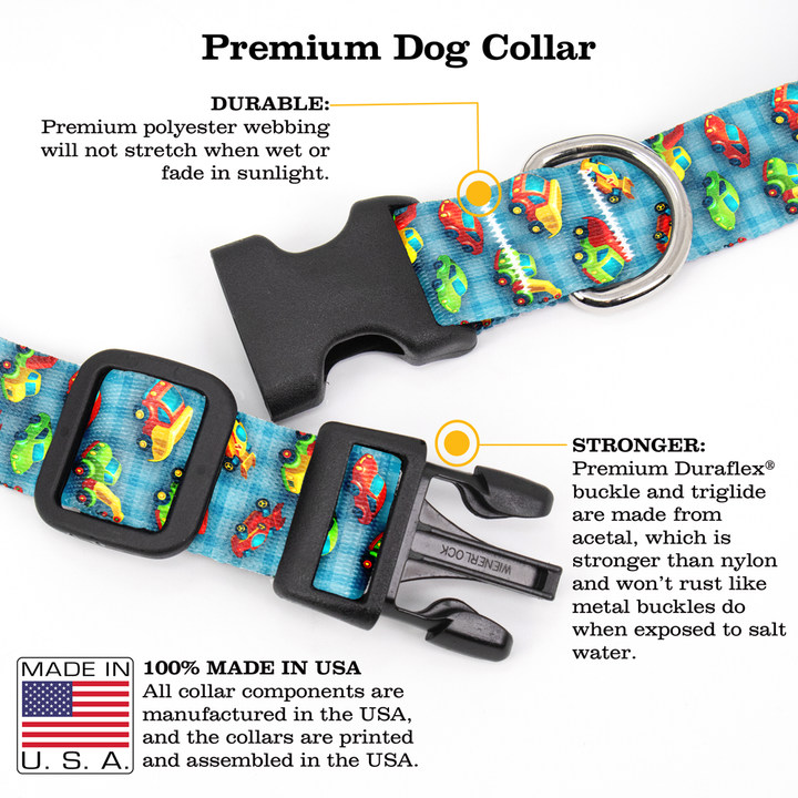 Toy Wheels Blue Dog Collar - Made in USA