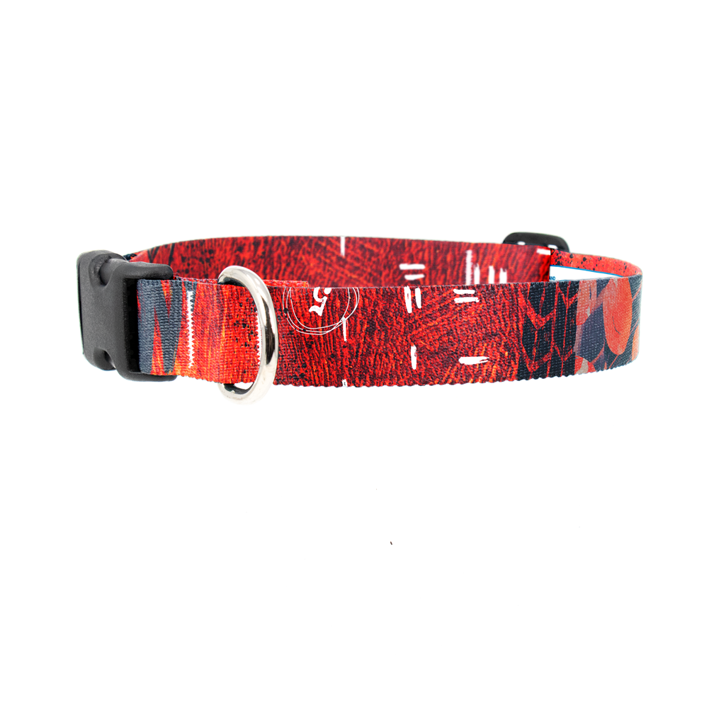 Red Grunge Dog Collar - Made in USA