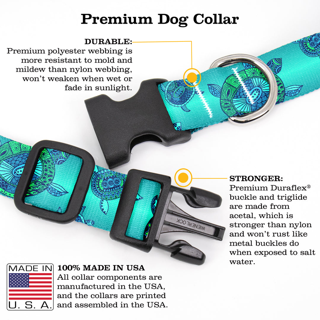 Buttonsmith Turtles Dog Collar - Made in the USA - Buttonsmith Inc.