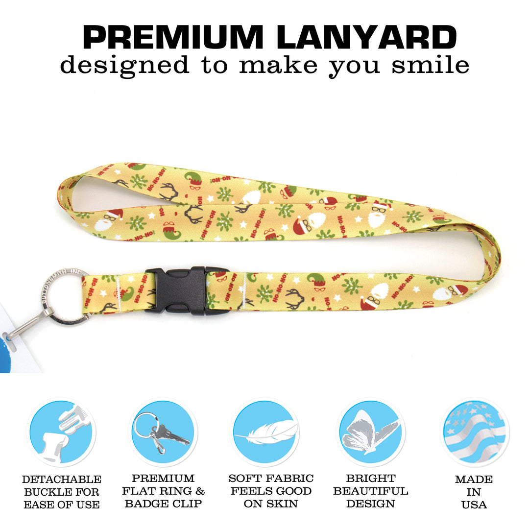 Buttonsmith Santa Premium Lanyard - with Buckle and Flat Ring - Made in the USA - Buttonsmith Inc.