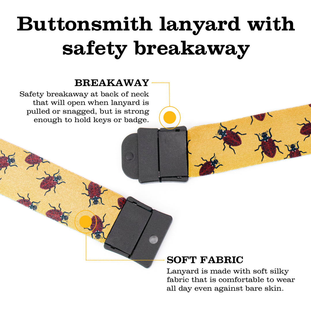 Buttonsmith Ladybugs Breakaway Lanyard - with Buckle and Flat Ring - Based on Rebecca McGovern Art - Officially Licensed - Made in the USA - Buttonsmith Inc.