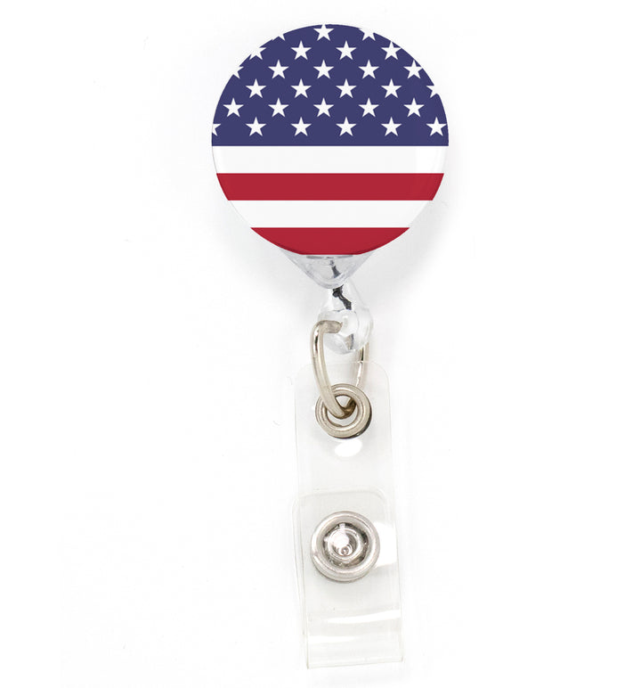 Buttonsmith Flag US Tinker Reel Retractable Badge Reel - Made in the USA - Buttonsmith Inc.