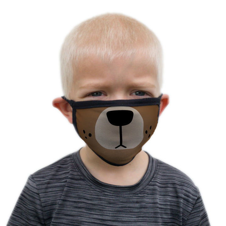 Buttonsmith Cartoon Bear Face Child Face Mask with Filter Pocket - Made in the USA - Buttonsmith Inc.