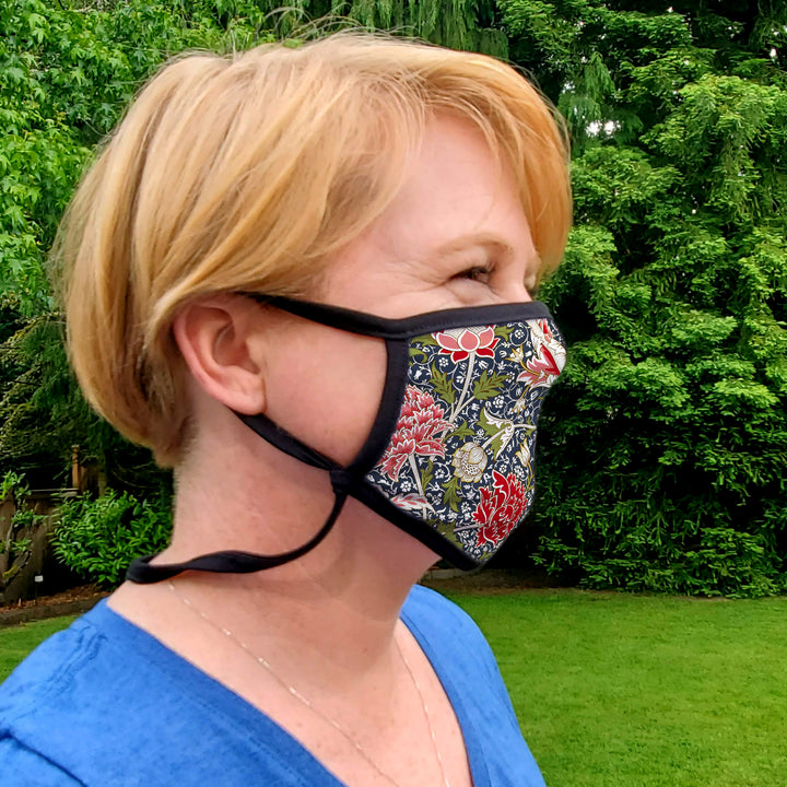 Buttonsmith William Morris Cray Adult Adjustable Face Mask with Filter Pocket - Made in the USA - Buttonsmith Inc.