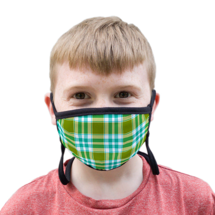 Buttonsmith Madras Youth Adjustable Face Mask with Filter Pocket - Made in the USA - Buttonsmith Inc.