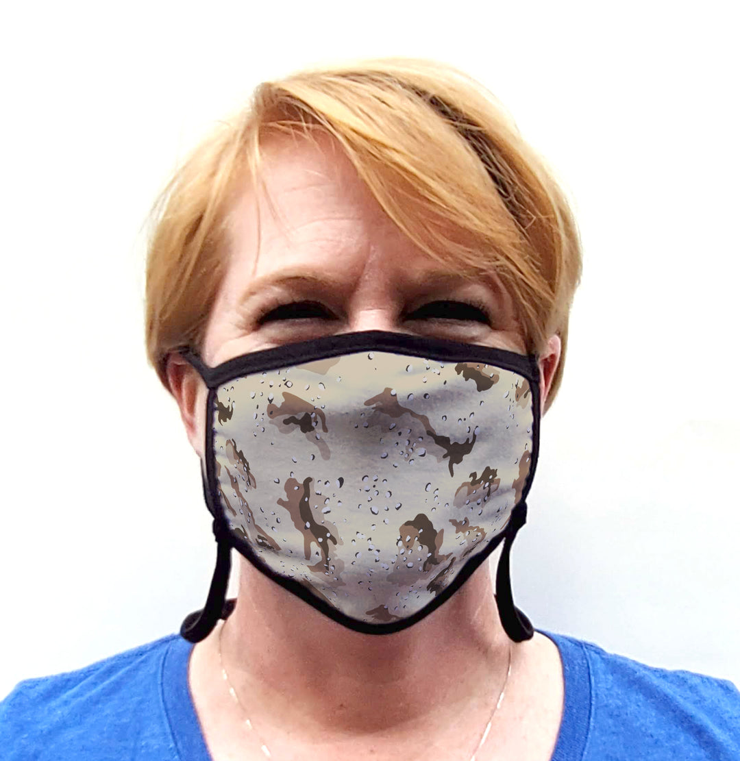 Buttonsmith Desert Camo Adult Adjustable Face Mask with Filter Pocket - Made in the USA - Buttonsmith Inc.