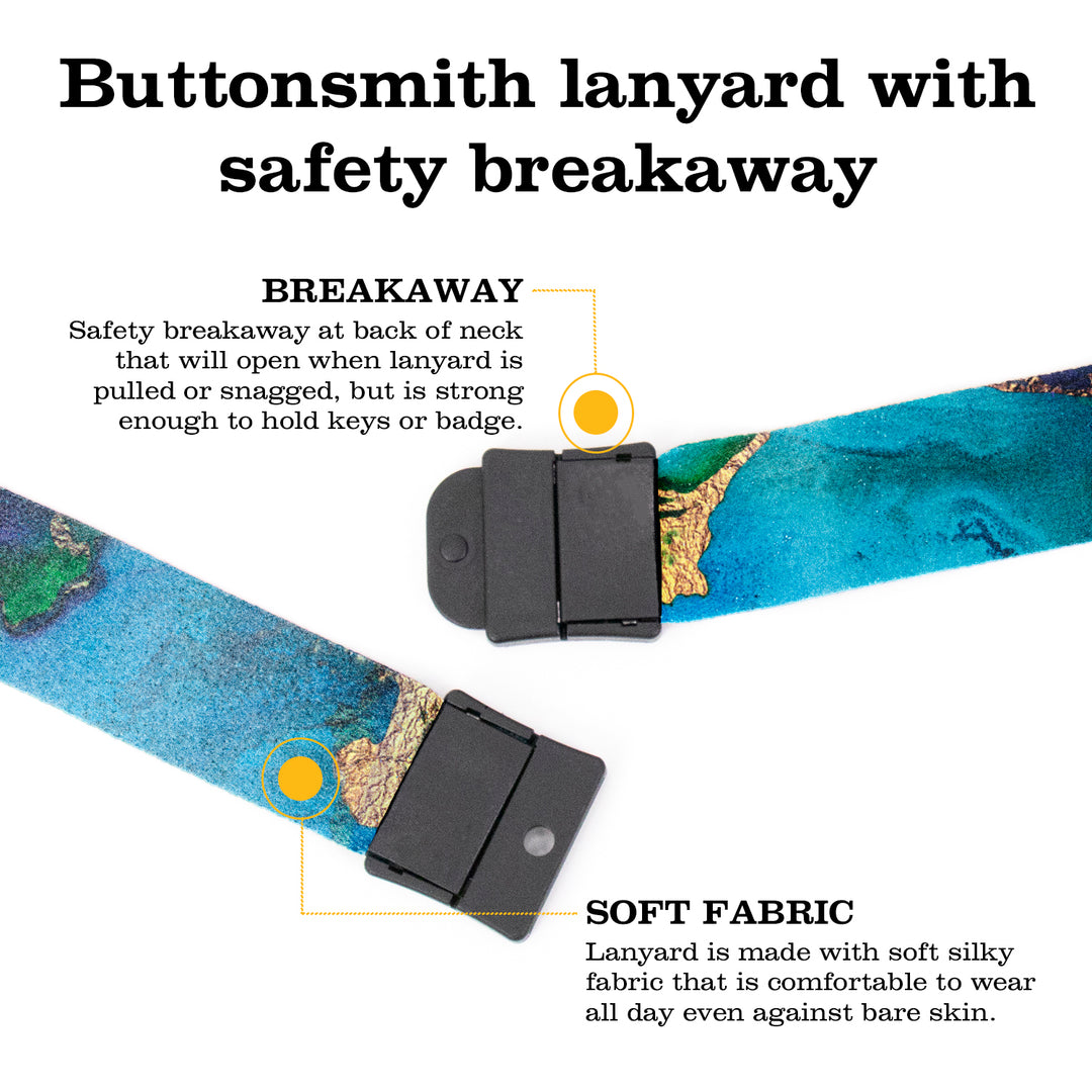 Buttonsmith Lagoon Breakaway Lanyard - with Buckle and Flat Ring - Made in the USA - Buttonsmith Inc.