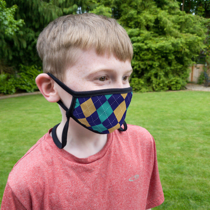 Buttonsmith Argyle Adult Adjustable Face Mask with Filter Pocket - Made in the USA - Buttonsmith Inc.