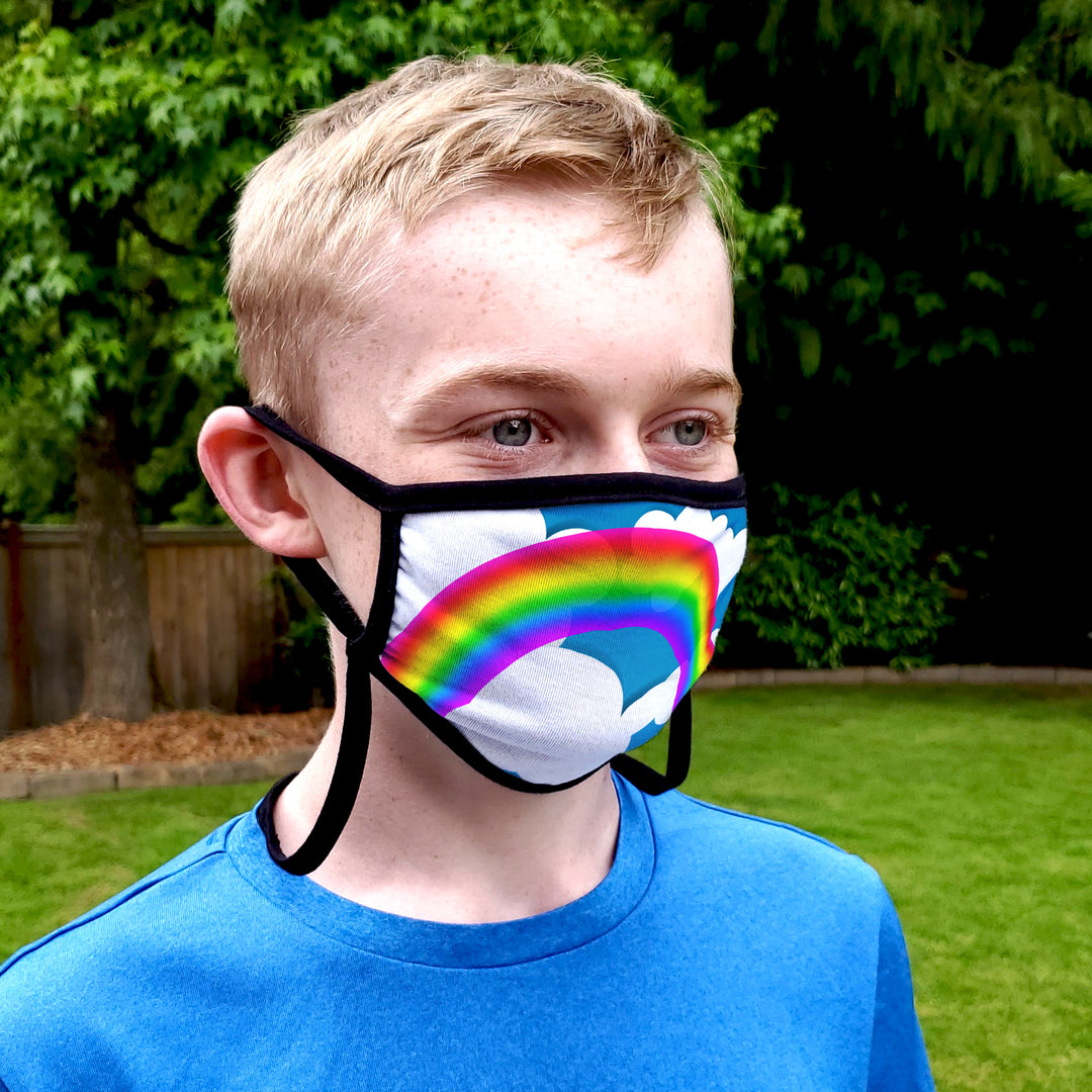 Buttonsmith Rainbow Arches Adult Adjustable Face Mask with Filter Pocket - Made in the USA - Buttonsmith Inc.