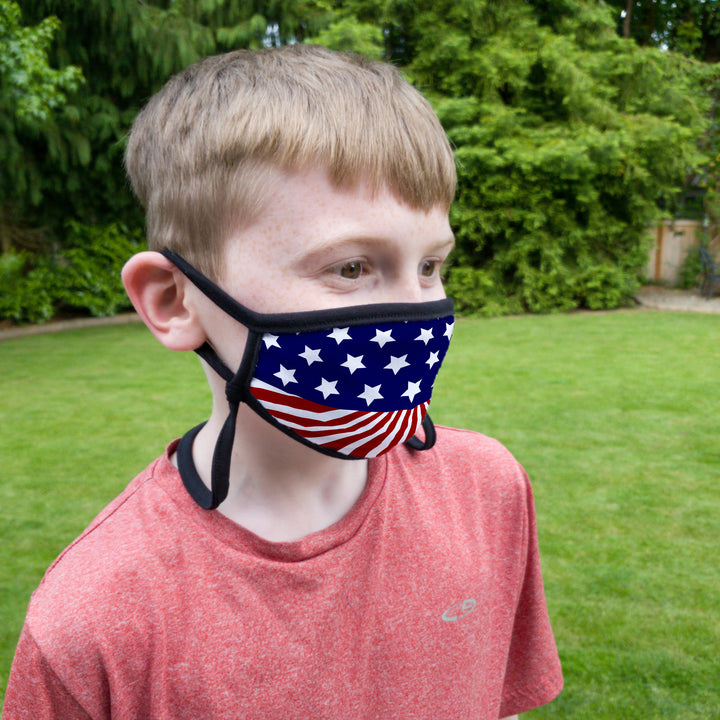 Buttonsmith US Flag Adult XL Adjustable Face Mask with Filter Pocket - Made in the USA - Buttonsmith Inc.