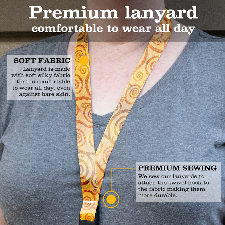 Buttonsmith Citrine Swirls Premium Lanyard - with Buckle and Flat Ring - Made in the USA - Buttonsmith Inc.