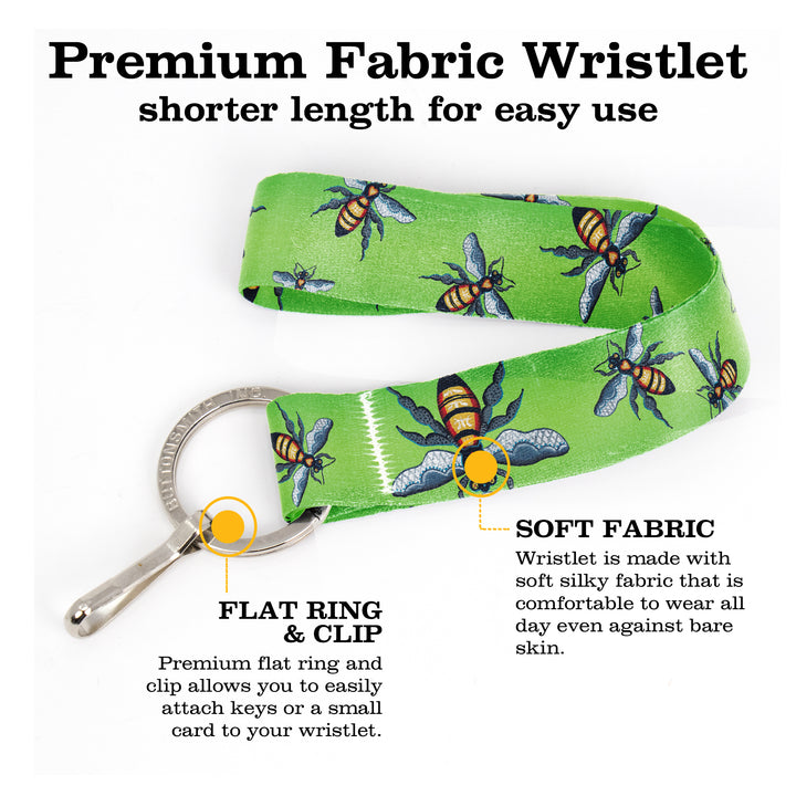 Buttonsmith Bees Wristlet Key Chain Lanyard - Based on Rebecca McGovern Art - Officially Licensed - Made in the USA - Buttonsmith Inc.