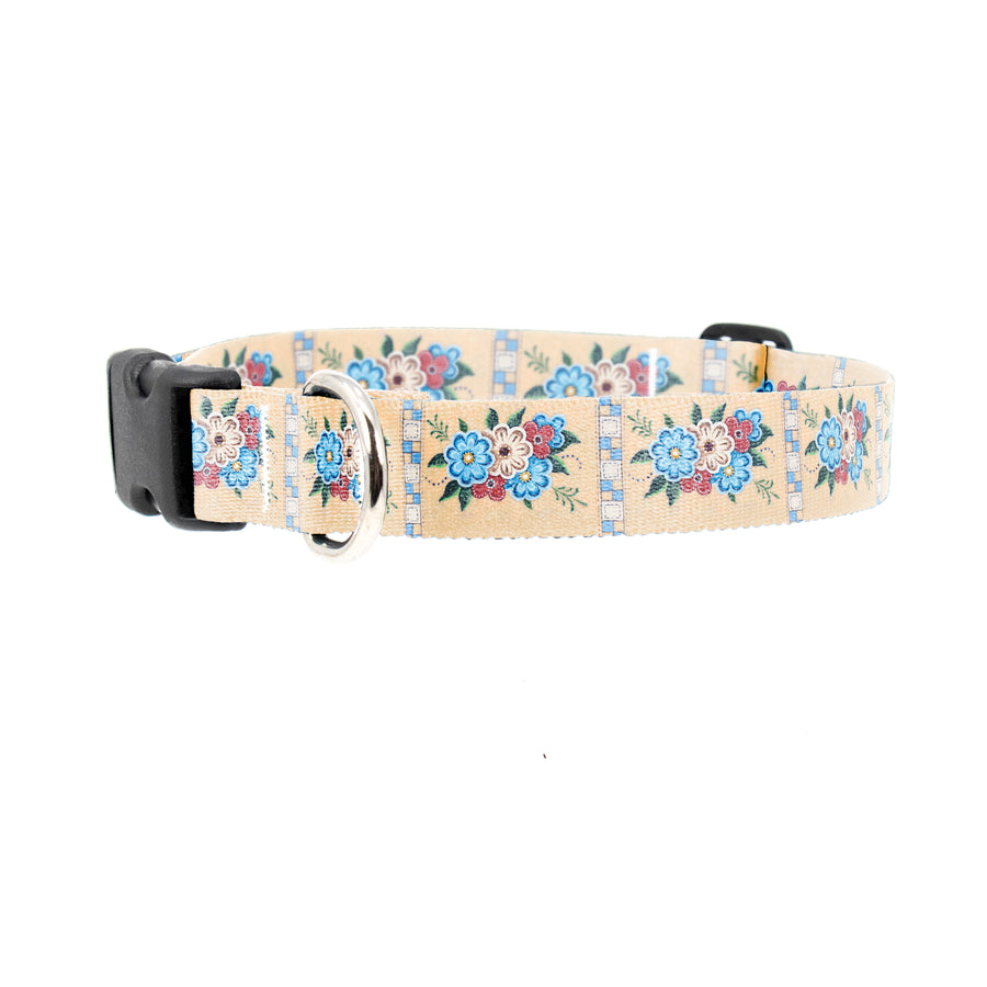 Buttonsmith McGovern Quilted Flowers Dog Collar - Made in the USA - Buttonsmith Inc.