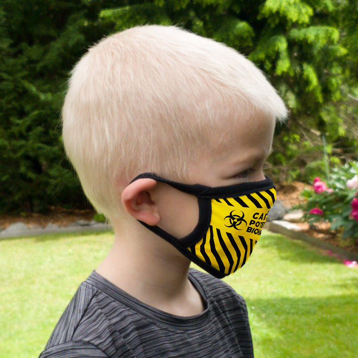 Buttonsmith Caution Tape Child Face Mask with Filter Pocket - Made in the USA - Buttonsmith Inc.