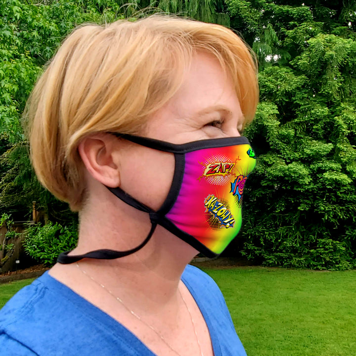 Buttonsmith Comix Youth Adjustable Face Mask with Filter Pocket - Made in the USA - Buttonsmith Inc.