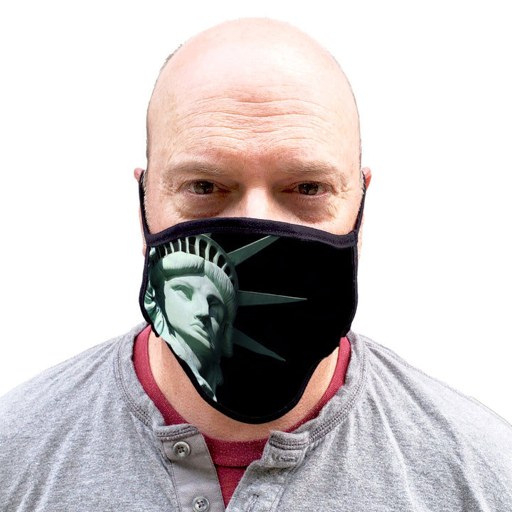 Buttonsmith Lady Liberty Adult XL Adjustable Face Mask with Filter Pocket - Made in the USA - Buttonsmith Inc.