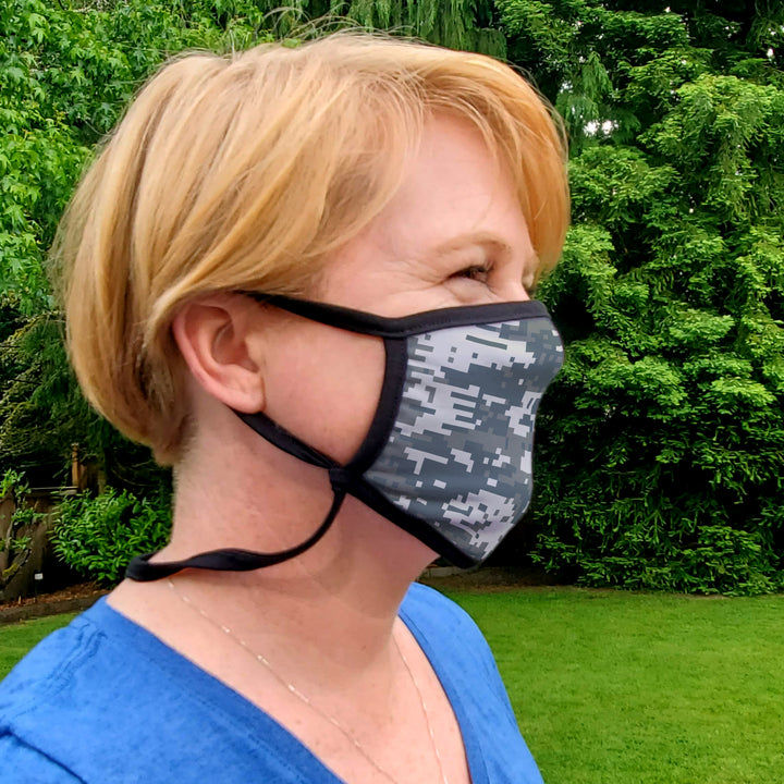 Buttonsmith Urban Camo Adult XL Adjustable Face Mask with Filter Pocket - Made in the USA - Buttonsmith Inc.