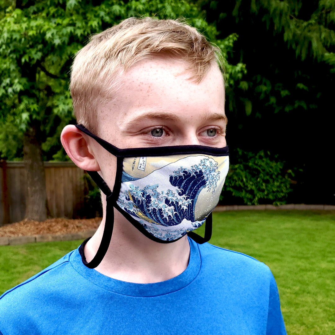 Buttonsmith Hokusai Great Wave Child Face Mask with Filter Pocket - Made in the USA - Buttonsmith Inc.