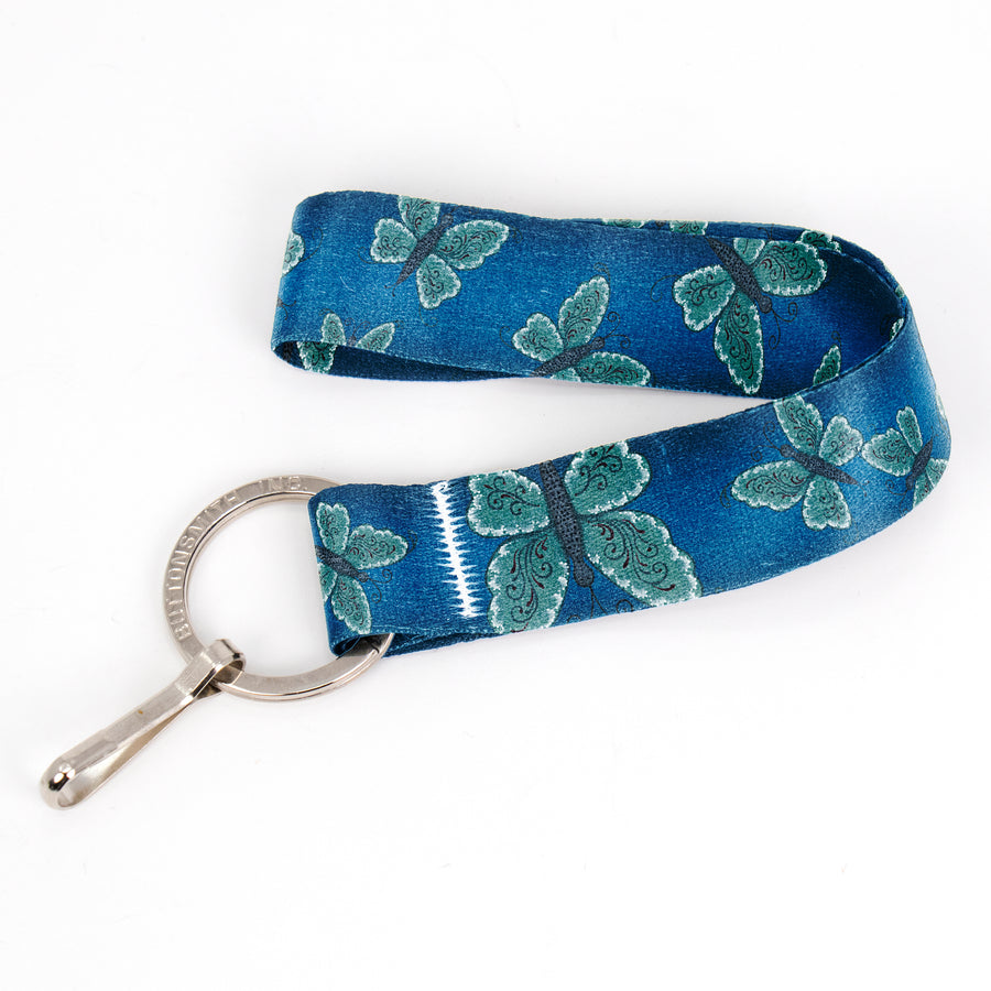 Buttonsmith Blue Butterflies Wristlet Key Chain Lanyard  - Based on Rebecca McGovern Art - Officially Licensed - Made in the USA - Buttonsmith Inc.