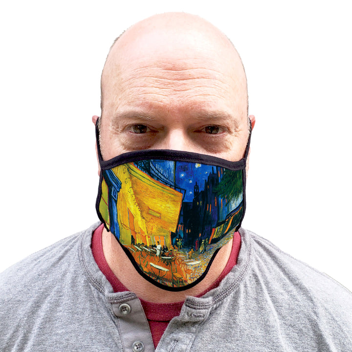 Buttonsmith Van Gogh Cafe Terrace Adult XL Adjustable Face Mask with Filter Pocket - Made in the USA - Buttonsmith Inc.